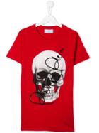 Philipp Plein Junior Skull Print T-shirt - Red
