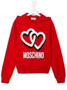 Moschino Kids Linked Hearts Hoodie, Girl's, Size: 14 Yrs, Red
