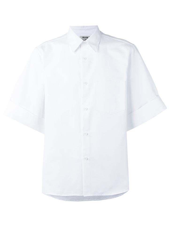 Acne Studios Chest Pocket Oversized Shirt, Men's, Size: 46, White, Cotton