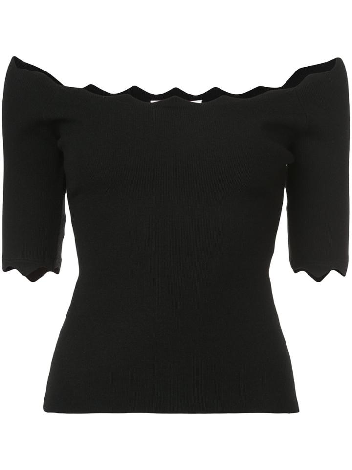 Milly Off-shoulder Scallop Top - Black