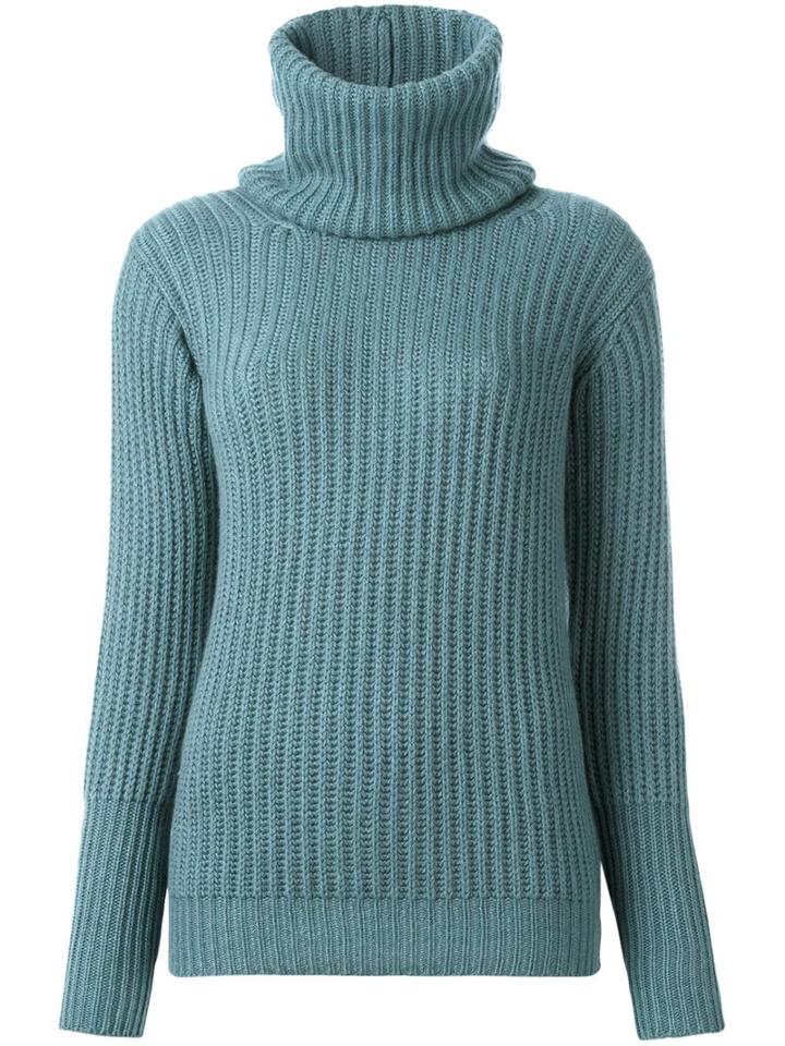 Antonia Zander High Neck Jumper, Women's, Size: Medium, Blue, Cashmere