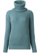 Antonia Zander High Neck Jumper, Women's, Size: Medium, Blue, Cashmere