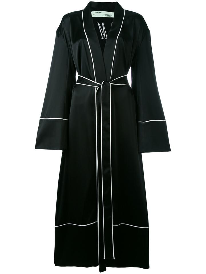 Off-white - Belted Robe Coat - Women - Silk/polyester/acetate - S, Black, Silk/polyester/acetate