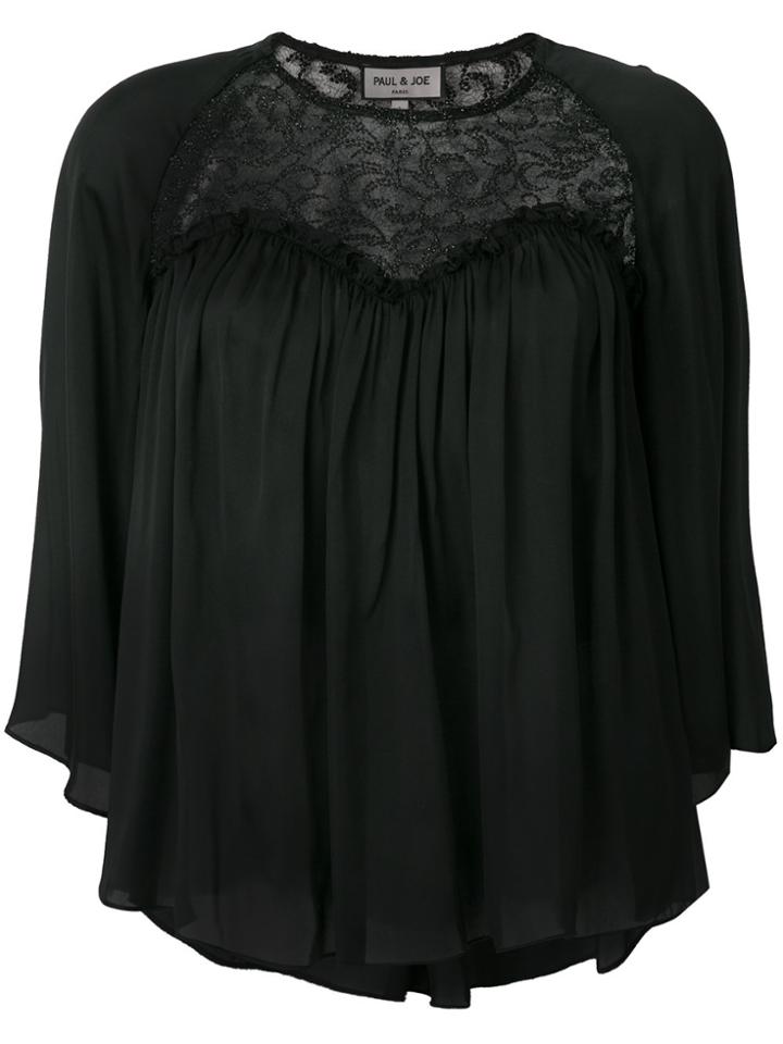 Paul & Joe Lace Detail Flared Blouse - Black