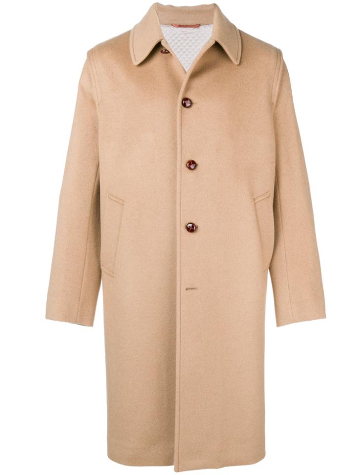 Gucci Logo Embroidered Coat - Brown