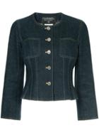 Chanel Pre-owned Collarless Denim Jacket - Blue