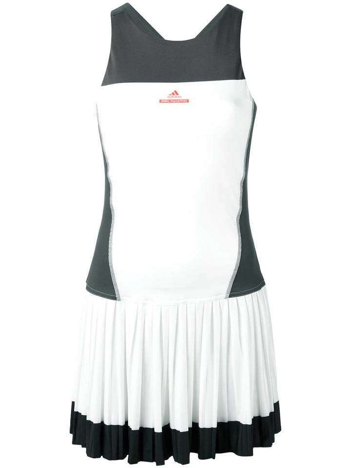 Adidas By Stella Mccartney Contrast Fitted Pleat Dress, Women's, Size: Small, White, Polyester/spandex/elastane