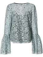 Zac Zac Posen Jojo Lace Blouse, Women's, Size: 12, Blue, Polyester/polyester