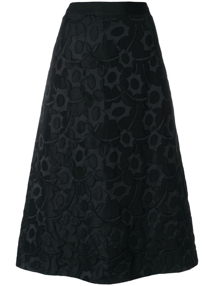 Luisa Cerano Embossed Detail A-line Skirt - Black
