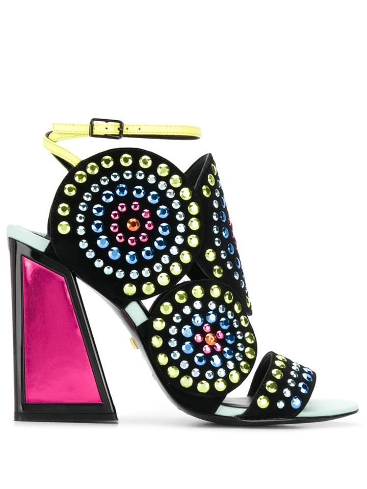 Kat Maconie Rhinestone Heeled Sandals - Black