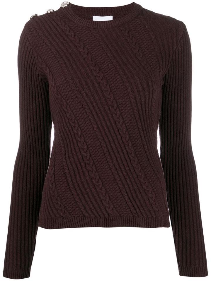 Ganni Slim Fit Cable Knit Jumper - Brown