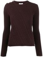 Ganni Slim Fit Cable Knit Jumper - Brown