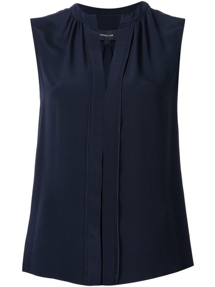 Derek Lam Sleeveless Blouse With Nehru Collar - Blue
