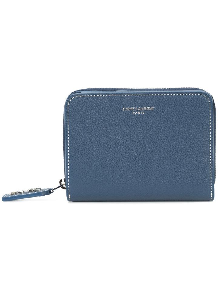 Saint Laurent Rive Gauche Compact Zip Around Wallet - Blue