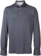 Brunello Cucinelli Longsleeved Polo Shirt, Men's, Size: L, Blue, Silk/cotton