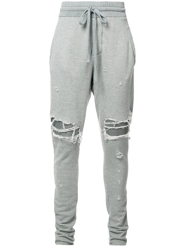 Amiri - Ripped Tapered Sweatpants - Men - Cotton - Xl, Grey, Cotton