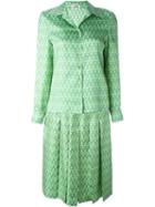 Hermès Vintage Printed Skirt Suit, Women's, Green