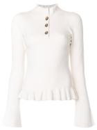 See By Chloé Ruffle Knit Sweater - White