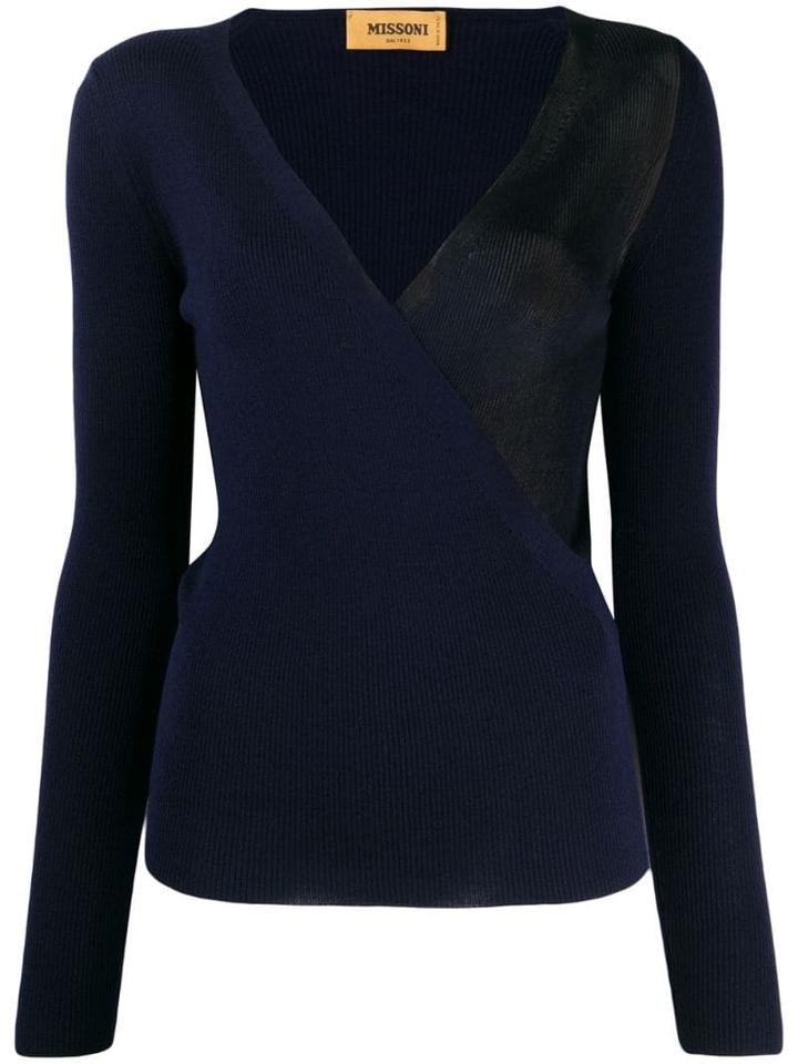 Missoni Wrap Style Front Jumper - Blue