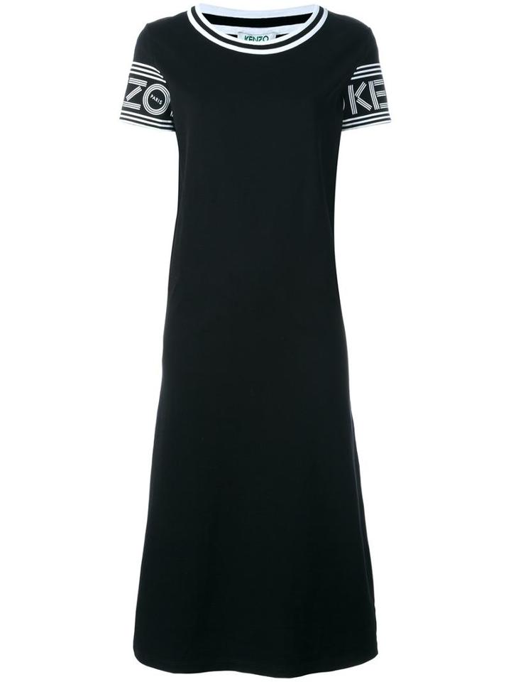 Kenzo Logo Printed Midi T-shirt Dress, Women's, Size: Medium, Black, Cotton
