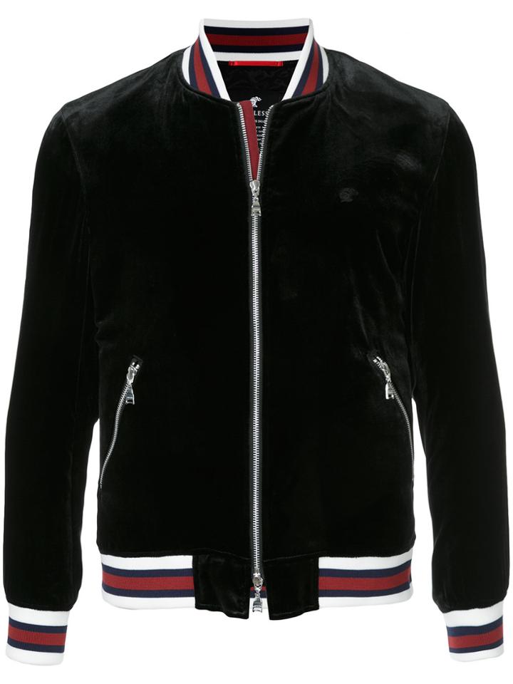 Loveless Velvet Bomber Jacket - Black