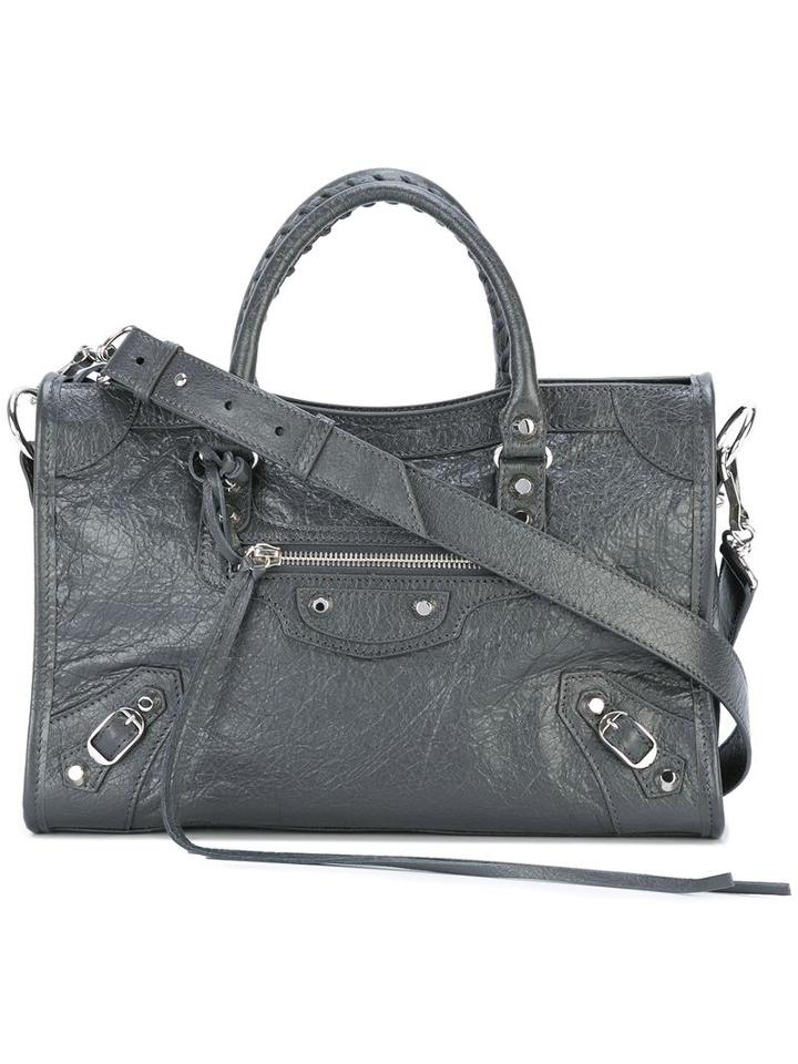 Balenciaga Removable Strap Tote, Women's, Grey, Lamb Skin