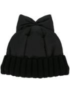 Federica Moretti Bow Detail Beanie, Women's, Black, Polyester/virgin Wool
