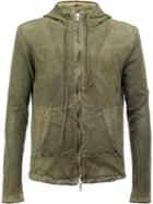 Giorgio Brato Hooded Leather Jacket, Men's, Size: 48, Green, Cotton/leather