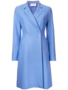 Harris Wharf London Flared Coat, Women's, Size: 42, Blue, Virgin Wool