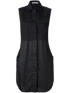 T By Alexander Wang Panelled Shirt Dress, Women's, Size: 4, Black, Cotton/spandex/elastane