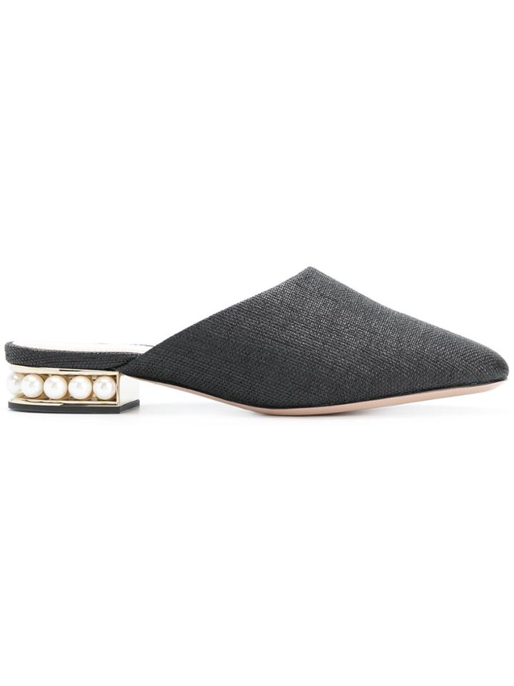 Nicholas Kirkwood Pearl Embellished Heel Mules - Black