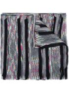Missoni Striped Knitted Scarf, Women's, Black, Polyester/cupro/viscose