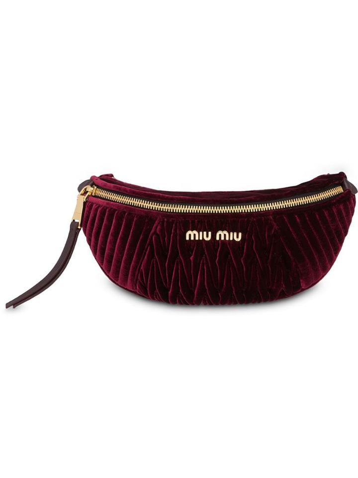 Miu Miu Matelassé Velvet Belt Bag - Pink