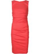 Nicole Miller Draped Pencil Dress, Women's, Size: 6, Yellow/orange, Polyester/spandex/elastane/linen/flax/viscose