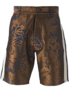 Christian Pellizzari Leaf Jacquard Shorts, Men's, Size: 46, Brown, Cotton/acetate