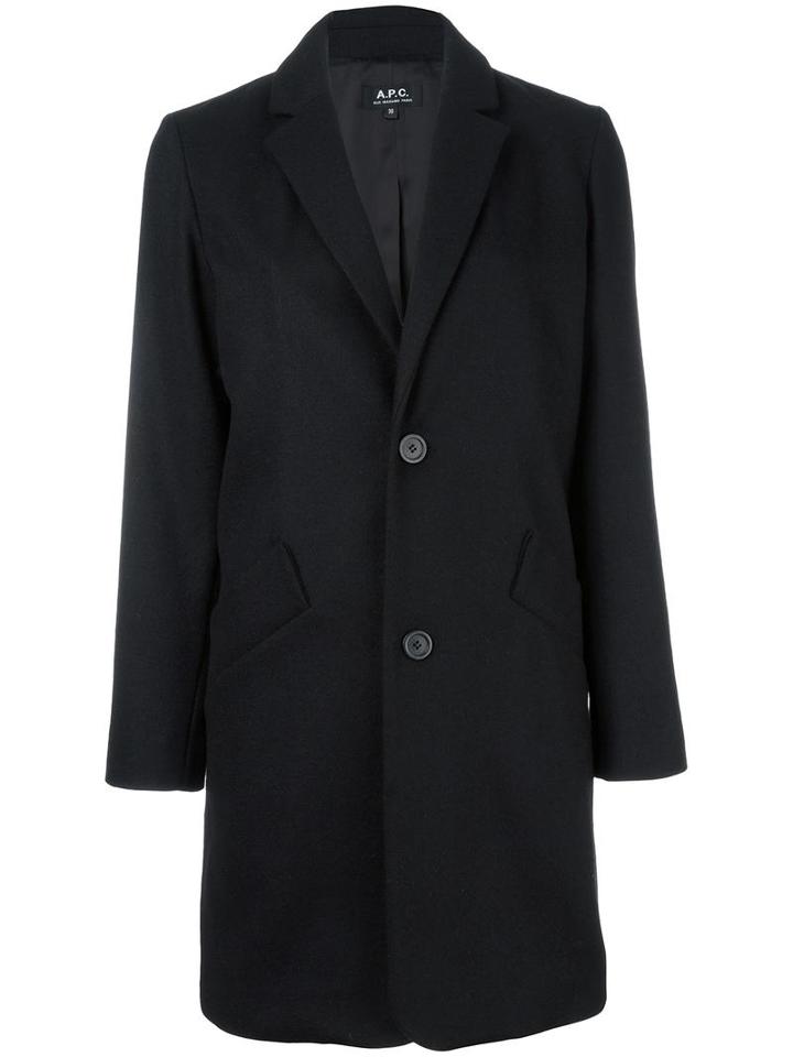 A.p.c. Classic Buttoned Coat, Women's, Size: 40, Black, Viscose/wool