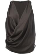 Jil Sander Navy Wrap Sleeveless Blouse, Women's, Size: 38, Brown, Polyester