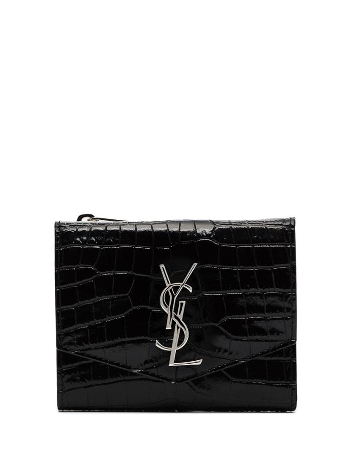 Saint Laurent Embossed Logo Wallet - Black