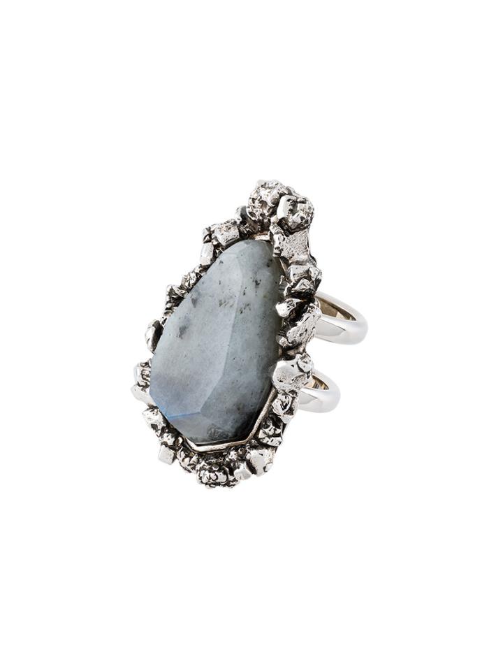 Alexander Mcqueen Stone Double Tiered Ring - Metallic