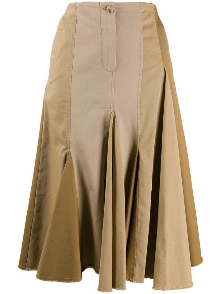 Lanvin Pleated Patchwork Skirt - Neutrals