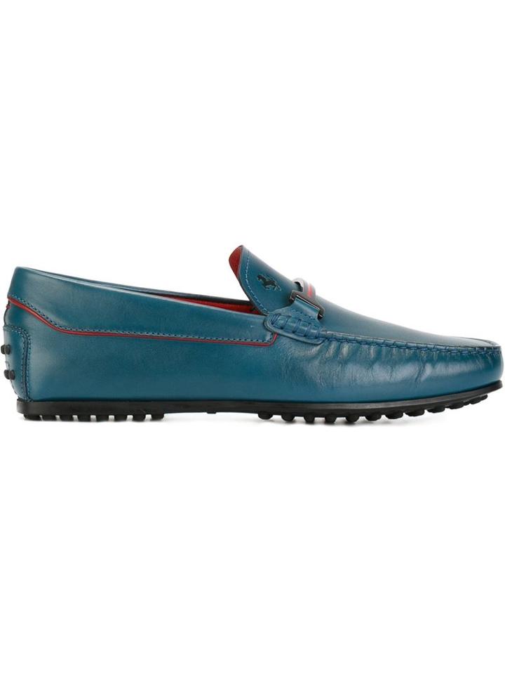 Tod S Classic Driving Shoes, Men's, Size: 9, Blue, Calf Leather/leather/rubber