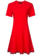 Proenza Schouler Short Sleeve Zig-zag Hem Dress - Red
