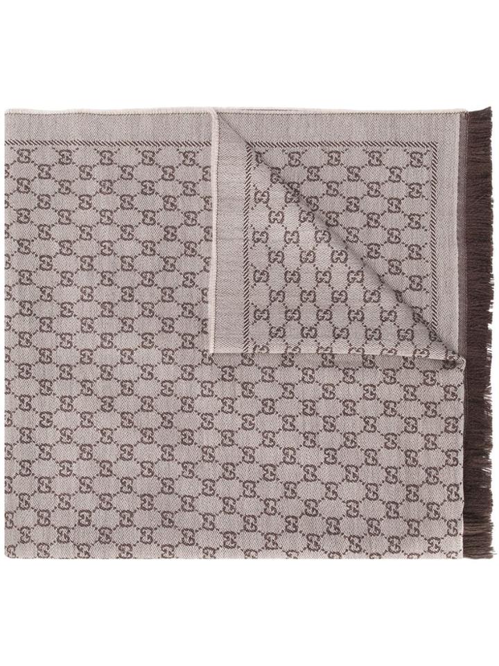 Gucci Gg Jacquard Knitted Scarf - Neutrals