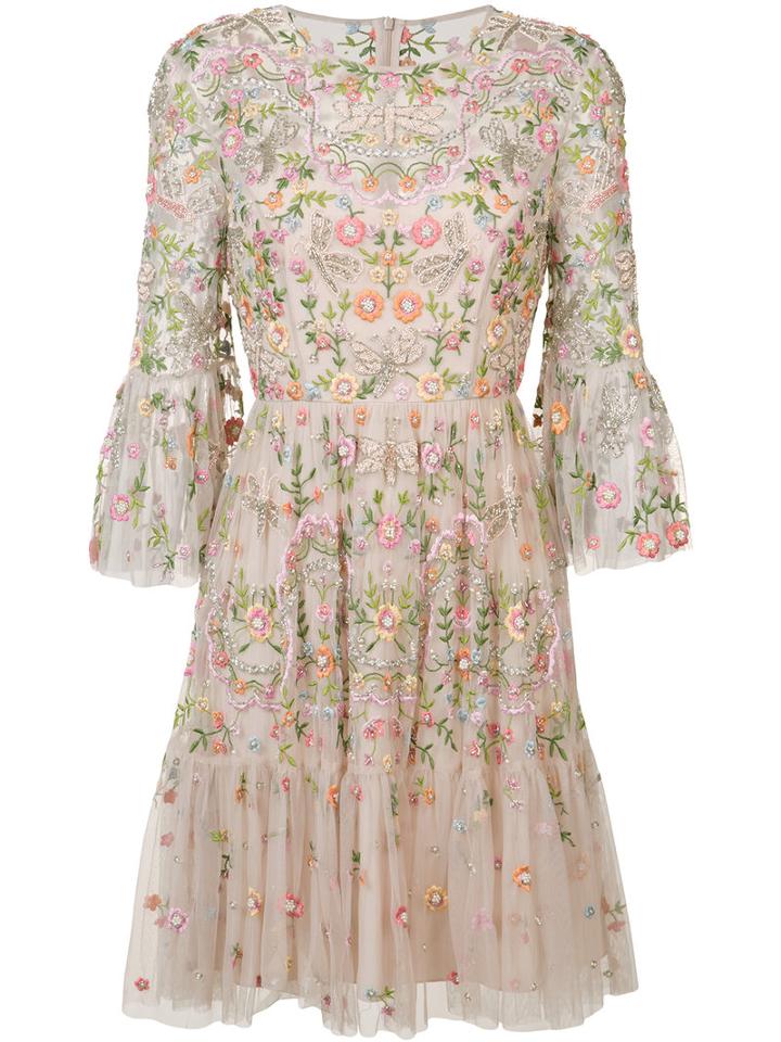 Needle & Thread Embroidered Shift Dress, Women's, Size: 2, Pink/purple, Nylon/polyester