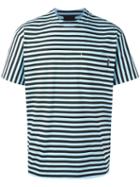 Prada Striped T-shirt, Men's, Size: Large, Blue, Cotton