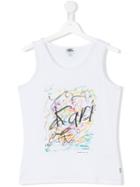 Karl Lagerfeld Kids - Scribble Print Tank Top - Kids - Cotton/spandex/elastane - 16 Yrs, White