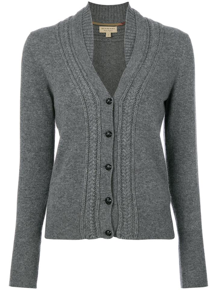 Burberry Cashmere Cable Knit Cardigan - Grey