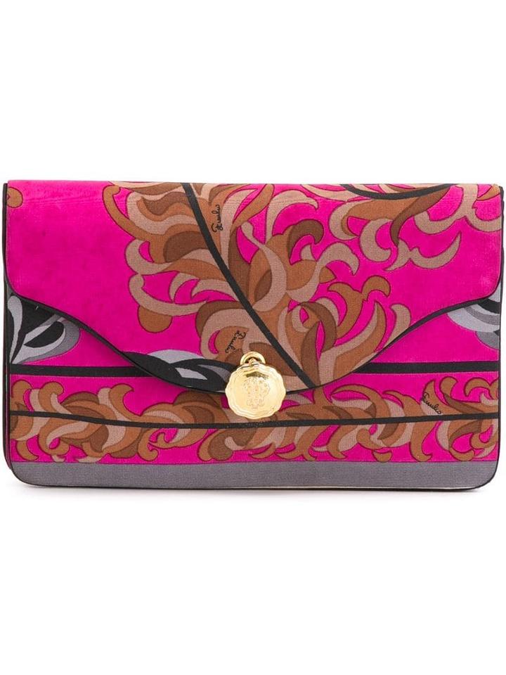 Emilio Pucci Pre-owned Foliage Print Clutch - Pink