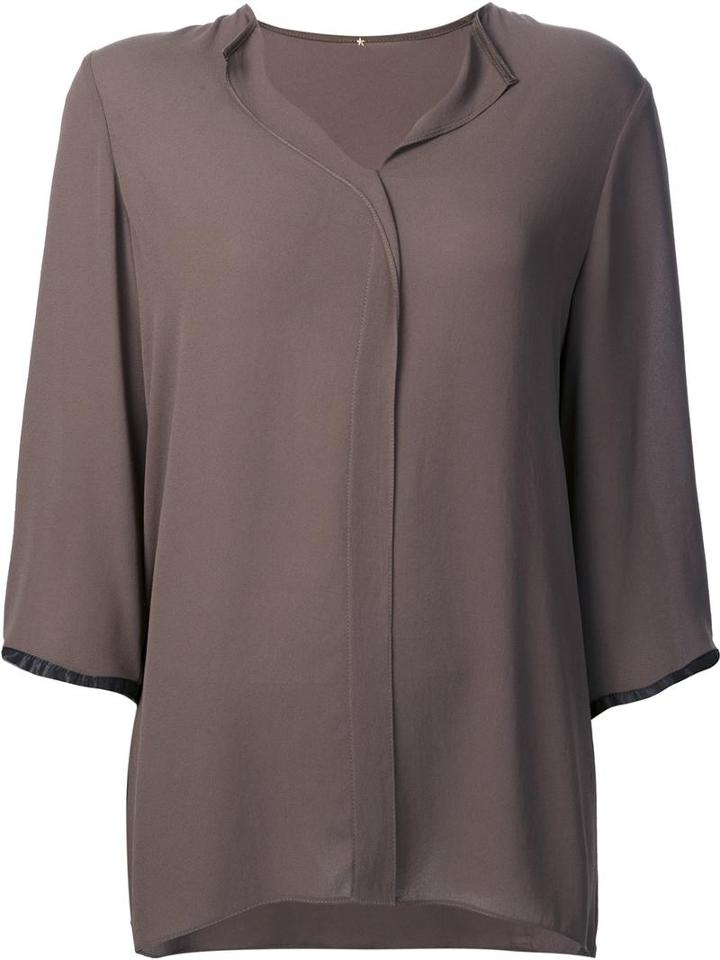 Peter Cohen Spread Collar Blouse, Women's, Size: Large, Nude/neutrals, Silk