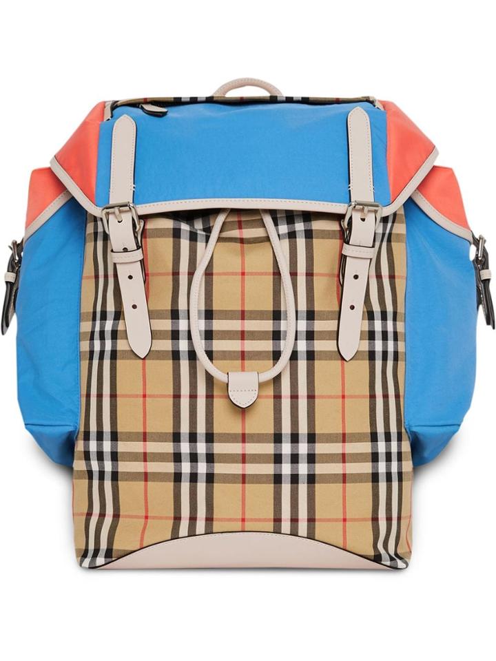Burberry Check Panel Ranger Backpack - Yellow & Orange
